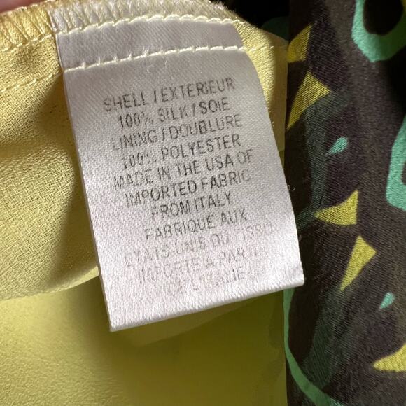 Milly New York Green Yellow Tropical Print Strapless Silk Dress Size 0 - Picture 9 of 10